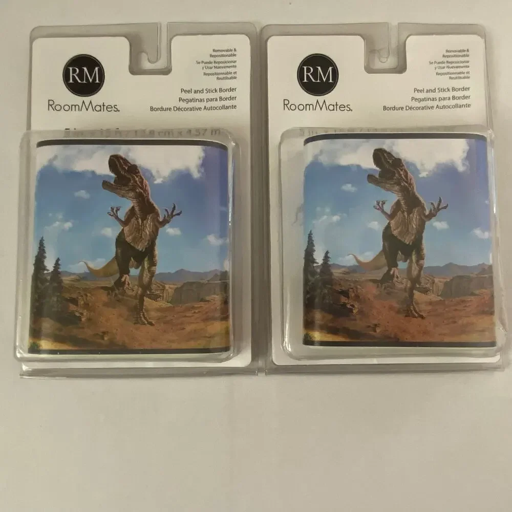 RoomMates Dinosaur Wall Border Peel Stick Lot of 2 Realistic T-Rex Kid Room 2017